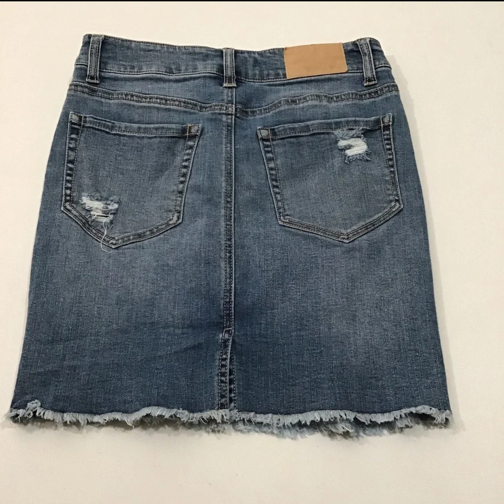 Wild Pearl Distressed Jean Mini Skirt